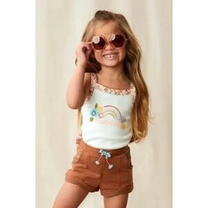 Matilda Jane Girls Garden French Terry Drawstring Shorts Size 6 New